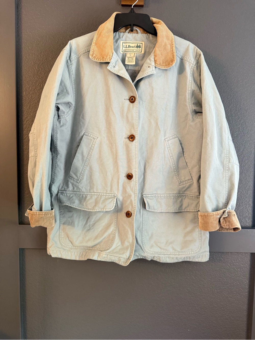 L.L. BEAN • Vintage Chore Barn coat jacket light blue brown - Large